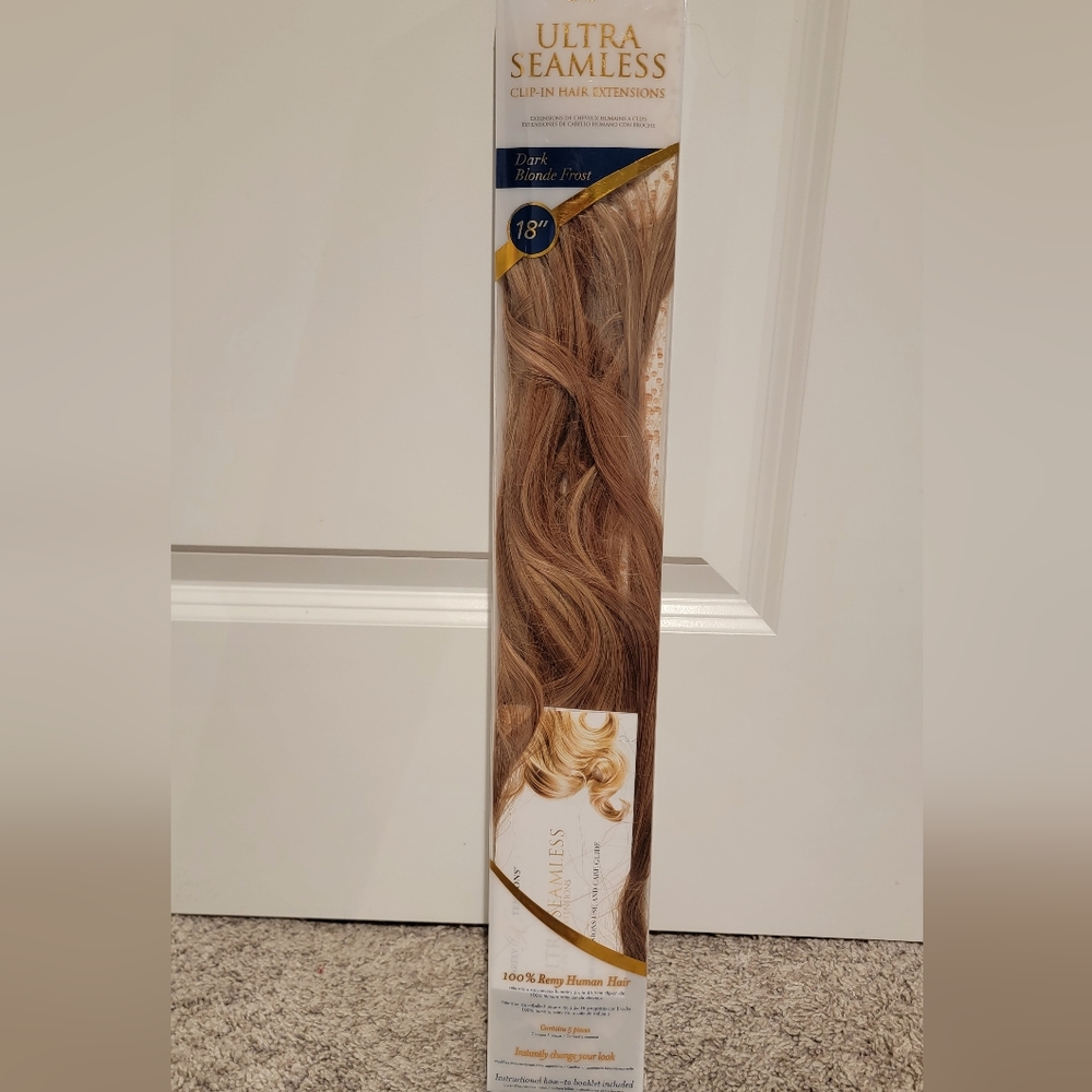 Barely xtensions ultra seamless clip in hair extensions 18" dark blonde frost